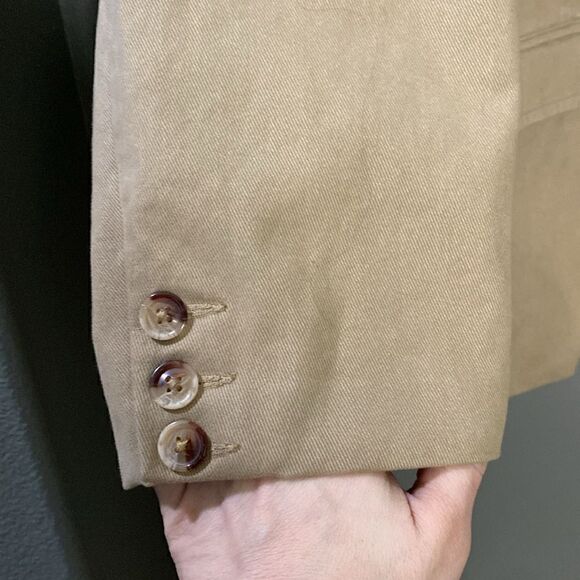 Vintage Y2K Old Navy Brushed Cotton Twill Tan Classic Soft Blazer Jacket - Picture 5 of 14